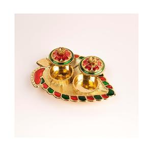 Ganesh Chaturthi Pooja Assiette en Copperut Plateau d'événement de luxe écologique pour 100pcs - Product Image 1