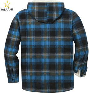 Veste en tissu sherpa à carreaux multicolores avec capuche pour homme - Product Image 2