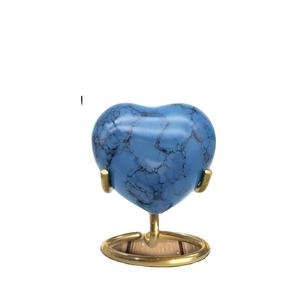 Urne coeur bleu pour cendres-Urne souvenir coeur avec support et boîte Premium-Petite urne pour cendres humaines-Honore votre bien-aimé - Product Image 1