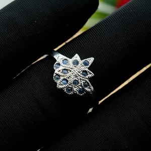 Bague fine en argent sterling 925 avec saphir taillé Asscher et cadeau de bijoux de fiançailles de mariage d'anniversaire de diamant - Product Image 6