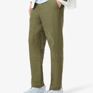 Pantalon de survêtement en coton léger de haute qualité pour hommes, jogging avec logo personnalisé, poches décontractées à taille moyenne et devant plats, teint uni, service OEM - Product Image 2