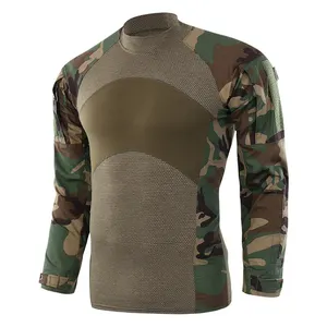 T-shirts pour hommes Tactique Sports de plein air Woodland Camouflage Chemise à manches longues