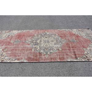 Tapis Vintage Rouge Beige Laine 4.6 X 11.3ft Kilim Turc Grande Surface Abstrait Patchwork Motif pour Couloir Design 10mm Latex Chambres - Product Image 3