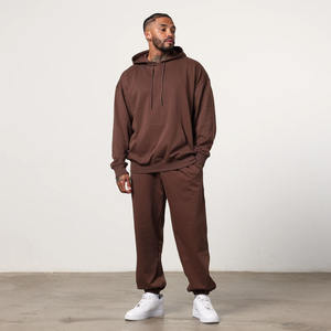 Venta caliente logotipo personalizado seta de gran tamaño 2 piezas pulóver Sudadera con capucha y Jogger Heavyweigth algodón hombres Sweatsuite hombres chándal conjunto - Product Image 1