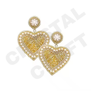 <b>Gold</b> Heats Beaded <b>Earrings</b> for Women Patriotic Orange White Blue Colour for Wedding or Memorial Day - Product Image 1