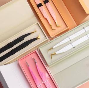 Pinzas para Pestañas de Diferentes Diseños Elegantes, Pinzas para Volumen de Pestañas, Pinzas para Pestañas con Punta de Fibra Pintada en Degradado - Product Image 2