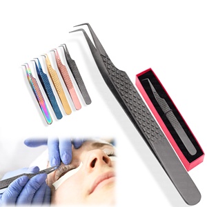 Best Design Stainless Steel Eyelash Extension Tweezers Sustainable Hot Selling Makeup <b>Tool</b> <b>Engrave</b> Logo - Product Image 1