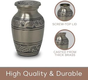 Belle urnes souvenir en aluminium fini tourbillon petit souvenir de conception classique de fabrication indienne pour les funérailles - Product Image 2