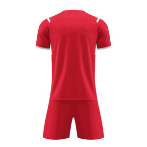 Ensemble de maillot de football personnalisé rouge pour hommes grandes tailles, col en V, manches courtes, polyester respirant anti-transpiration UPF 50, toutes saisons, adulte - Product Image 2