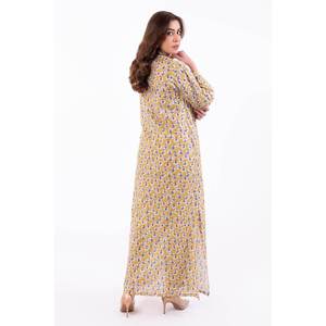 Chemise en lin jaune non cousue pour femmes avec imprimé floral et décoration boutonnée - Product Image 2