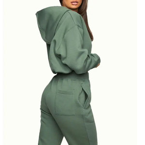 Style chaud personnalisé goutte épaule à capuche à la mode entraînement respirant taille élastique Sexy pull à capuche pour les femmes - Product Image 4