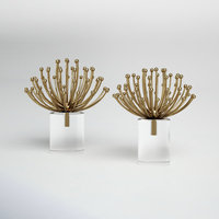 Ensemble de deux sculptures de luxe au design floral, en métal antique, fabriqué à la main, pour la décoration de mariage et de Noël
