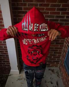 Custom Pullover Heavyweight Cotton Washed Hoodie Unisex French Terry Oversized Vintage Distressed Hoodies - Product Image 6