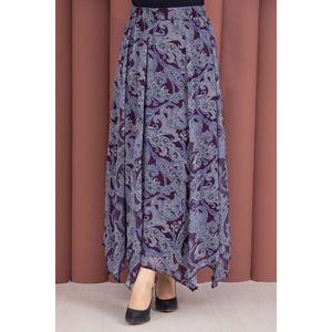Soft and Breathable Asymmetrical Chiffon <b>Skirt</b> with Shawl Pattern Digital Print Wrap Pencil Straight Styles-Plum Patchwork - Product Image 2