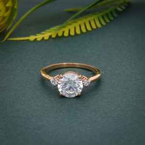 Mejor oferta IGI certificado laboratorio cultivado diamante chapado en oro 925 Plata tres piedras anillo de compromiso joyería de moda para mujeres regalos - Product Image 2