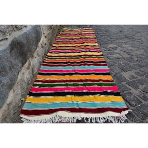 พรมตุรกีวินเทจสีเบจแบบดั้งเดิม2.5x9.6ft การออกแบบการเย็บปะติดปะต่อกันวัสดุผ้าขนสัตว์วิสคอสสำหรับห้องนั่งเล่นสำหรับวัยรุ่น - Product Image 1