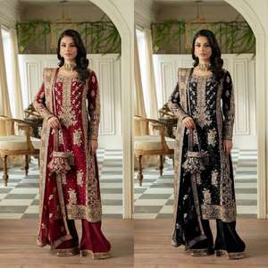 Ropa DE BODA paquistaní moderna de moda para mujer de calidad superior Faux Georgette bordado Top Palazzo Dupatta Salwar fiestas - Product Image 5