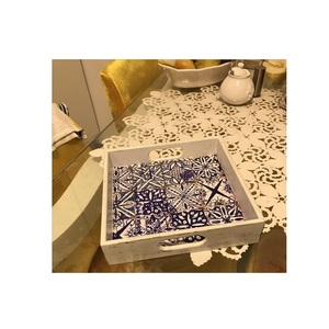 Elegant Meena Acacia Wood Handcrafted Indian Decorative Eco-Friendly Colorful Luxury Serving Tray 100pcs for Gifts - Product Image 4