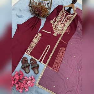 ชุดสلوار คามีซ ผ้าซาตินไหมแท้ธรรมชาติ พร้อมกางเกงปาลาซโซและผ้าคลุมไหล่ รุ่น LOOK-023 หนา 3 มม. ยาว 45 นิ้ว หนา 3 มม. ขายส่งจากโรงงาน - Product Image 6