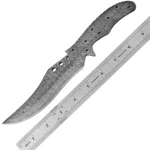 Lame vierge damas faite à la main pleine soie lame fixe en gros chasse camping couteau lames vierges - Product Image 1