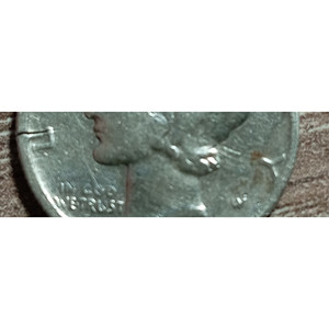 Moneda de 1943 D Mercury Dime con grieta en el reverso y error de texto, moneda única para coleccionistas y contadores y clasificadores de monedas - Product Image 4