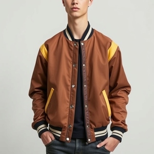 Chaqueta Universitaria con Botones a Presión, Forro Acolchado Grueso y Cálido: Cuerpo de Lana, Mangas de Cuero, Logotipo Personalizado, Nuevo Estilo, Alta Calidad, Venta al por Mayor - Product Image 2