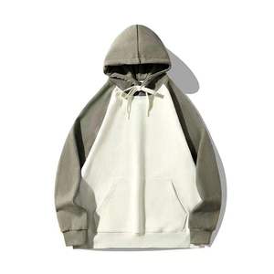 Sweat à capuche personnalisé pour homme en éponge française Sweat-shirt surdimensionné de haute qualité Sweats à capuche à patchwork bicolore - Product Image 2