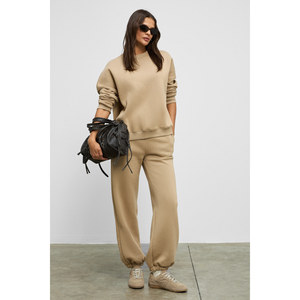 ETHIQUET CARICA Ensemble deux pièces pour femme en coton biologique doublé polaire, coupe oversize, taille et poignets élastiqués, cordon de serrage - Product Image 1