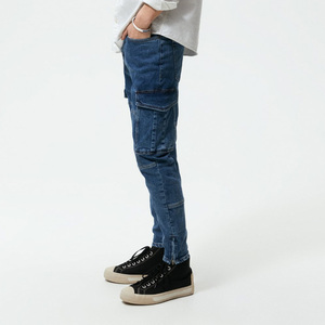 Men <b>Denim</b> Slim Fit Cargo Pants Multi-Pocket Design OEM Service Durable/Breathable <b>Material</b> Comfortable Relaxed Fit Custom Colors - Product Image 4