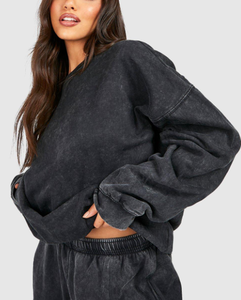 Chándal de lavado ácido Premium básico personalizado para hombre de algodón pesado de gran tamaño personalizado servicio OEM oferta al por mayor tendencia 2024 calidad - Product Image 4