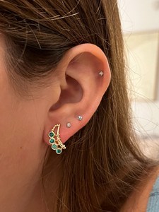 Pendientes de Botón de Aleación Chapados en Oro Amarillo de 18k Vintage, Diamante Verde Natural Tallado, Joyería de Moda para Mujer, IGI - Product Image 4