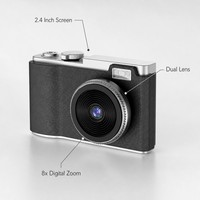 Kamera Digital CCD Lensa Ganda Tingkat Pemula Layar 2.4 Inci Zoom Digital 8x Kompak Point and Shoot untuk Anak-Anak Pelajar