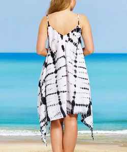 2025 cravate teinture femmes genou-longueur bohème robe de plage 100% rayonne tissu été sans manches écologique tissé bas prix - Product Image 2