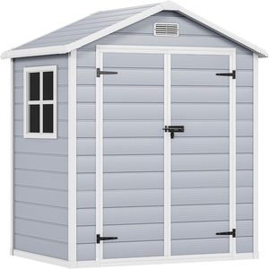 Abri <span class=keywords><strong>de</strong></span> jardin en résine imperméable anti-UV 4x6 pieds en plastique HDPE avec <span class=keywords><strong>porte</strong></span> et fenêtre, vente en gros d'usine - Product Image 1