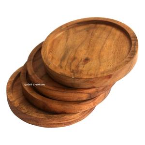 Juego de 4 Posavasos Redondos Clásicos de Madera Maciza de Acacia con Logotipo Personalizado, Ecológicos, para Tazas de Té, 100 mm de Diámetro, 10 mm de Grosor - Product Image 3