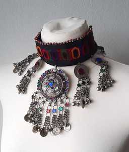 Vintage Kuchi Tribal Afghan Gypsy hecho a mano conjunto de moda para mujer de alta calidad circón cobre oxidado chapado collar pendientes - Product Image 4