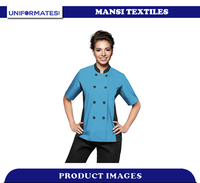 Uniformes de Verano para Hotel, Unisex, Color Verde, Personalizados al por Mayor, Chaqueta de Chef de Manga Larga, Polialgodón Viscosa, Uniformes para Restaurante y Bar