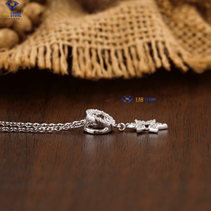 0.17 TDW pendentif en diamant taille brillant rond avec chaîne en or blanc certifié/non certifié diamant Cvd bijoux en diamant - Product Image 3