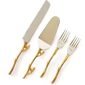 ชุดมีดตัดเค้กโลหะแบบวินเทจด้ามจับไม้เครื่องใช้ในการเสิร์ฟเค้กโลหะ - Product Image 4