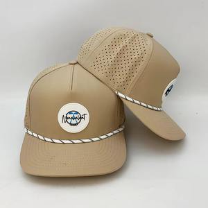 <b>Waterproof</b> Baseball Cap Custom 5 Panel Hydro Breathable Rope <b>Golf</b> <b>Hats</b> Rubber/PVC Logo Frame Mens Sports Gorras - Product Image 2