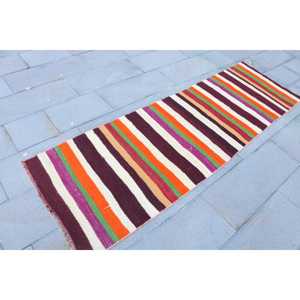 Vintage Turkish Rug, <b>Runner</b> 2.5x8 ft (76x243 cm) Rug, <b>Red</b> Southwestern Wool Rug - Product Image 3