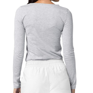 OEM Design Women's Slim Fit Nursing <b>Scrubs</b> Seamless Underscrub <b>Top</b> With Round Neck Comfort Hospital Uniforms - Product Image 2