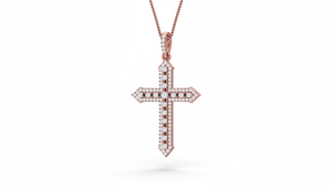 Pendentif croix délicat en or 14 carats et diamant naturel pour femme, or et diamant d'environ 0,52 carat - Product Image 3