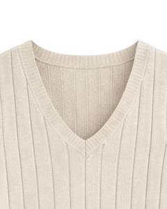 Beige <b>Womens</b> Knitted Sleeveless <b>Vest</b> Dress V Neck Ribbed Pockets Soft Acrylic <b>Winter</b> Casual Custom Manufacturer Wholesale Export - Product Image 5