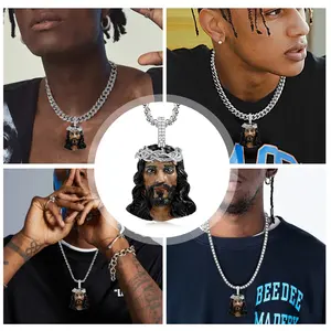 Collier pendentif tendance Hip Hop pour homme, finition or 14 carats, argent 925, style streetwear, bijoux statement, nouveau design, charme urbain - Product Image 3