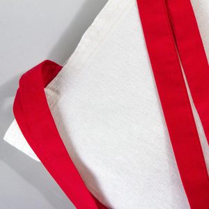 Natural Cotton Tote <b>Bag</b> Red Handles 14x16 <b>Medium</b> Size 12oz Eco-Friendly Reusable Blank <b>Bag</b> for Advertising Heat Transfer - Product Image 6