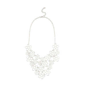 Urthn Diseño Floral Collar Llamativo Chapado en Plata Fino - Product Image 1