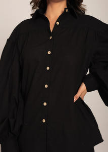 Vestido Casual para Mujer, Holgado, para Todas las Temporadas, Color Sólido, Talla Grande, Vestido Camisero con Cuello y 8 Botones, Manga Larga - Product Image 2