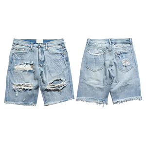 Shorts en jean pour homme à taille mi-haute, dernière conception, toucher doux, respirant, écologique, déchiré, décontracté, tendance, effet usé, best-seller - Product Image 3
