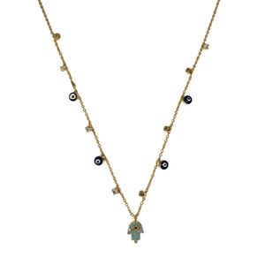Collier pendentif tendance or mauvais œil avec breloques suspendues style métal - Product Image 1